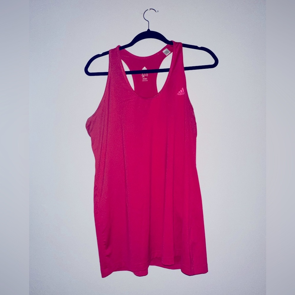 Hot pink race back adidas moisture wicking athletic tank